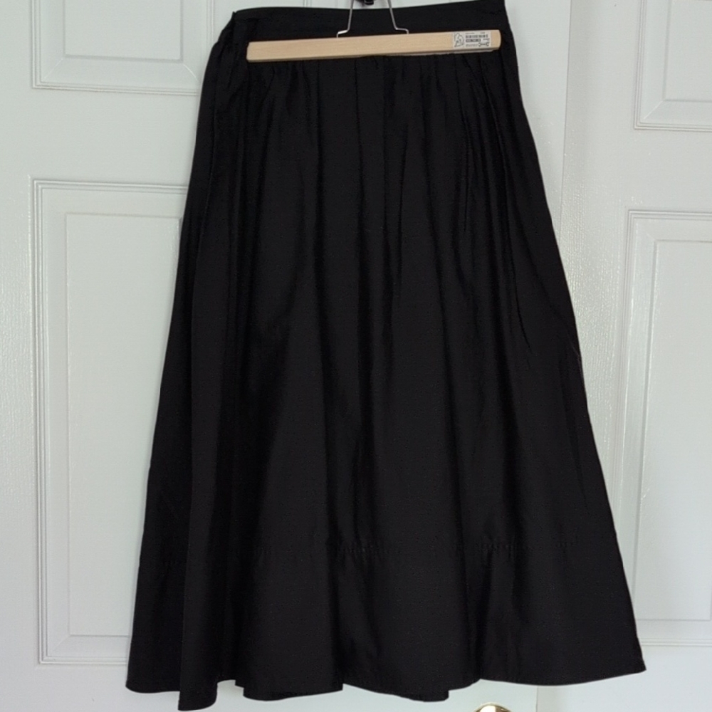 Banana Republic Black Midi A-line Pleated Skirt